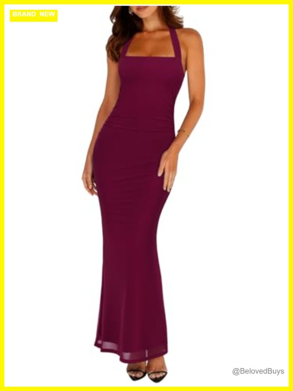 REORIA Women's Sleeveless Mesh Sheer Maxi Dress Bodycon Tie Back